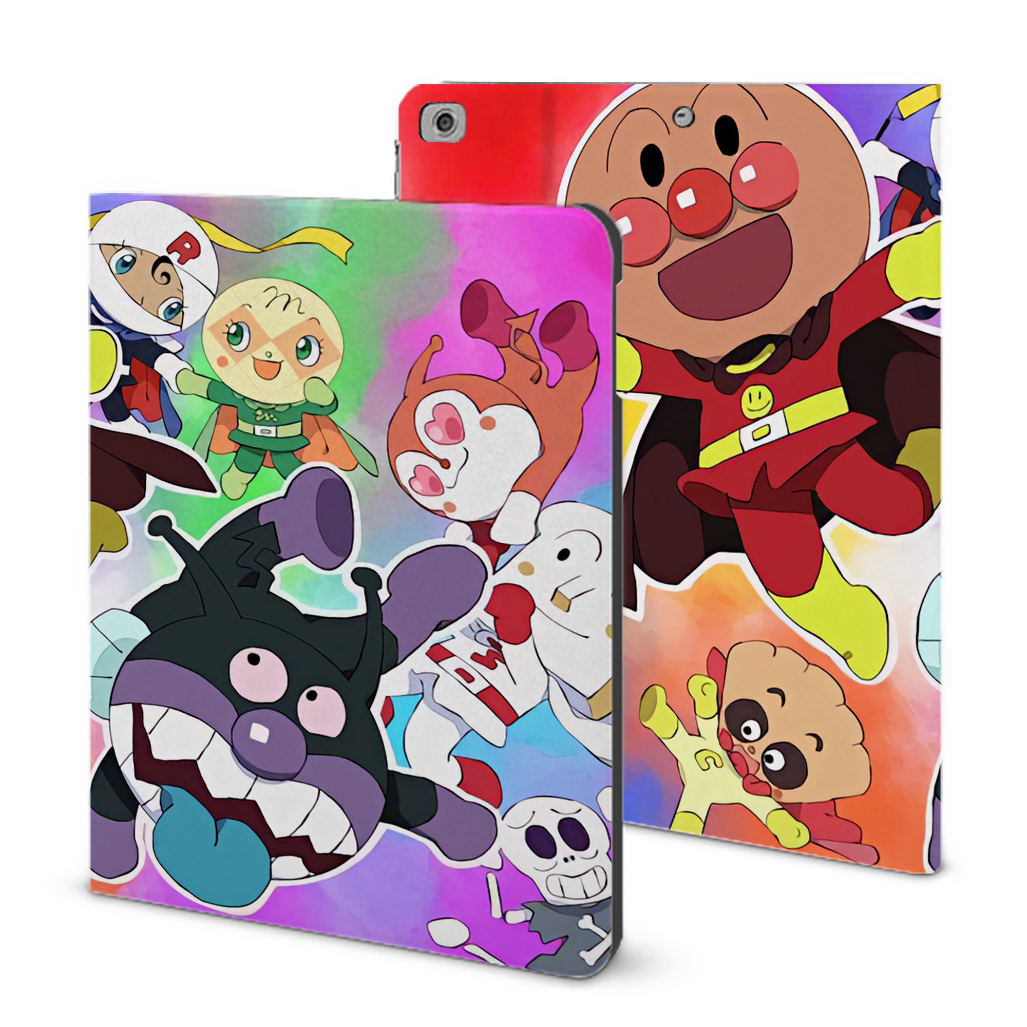 （画像用） アンパンマン Anpanman IPad ケース ブック型 PUレザー TPU 耐衝撃 軽量 薄型 ペン収納なし 全面保護 IPad 各モデル対応